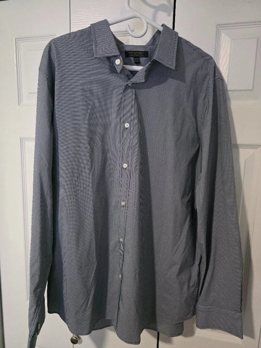 Banana Republic Men's XL Slim Fit Tech Stretch Cotton Gingham Button Down